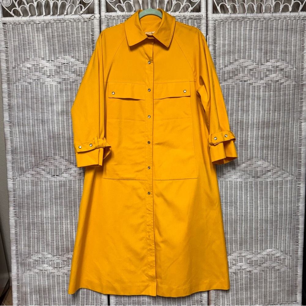 RARE! Vintage Bonnie Cashin A Line Canvas Trench Coat Size 6 - YELLOW 60s/70s